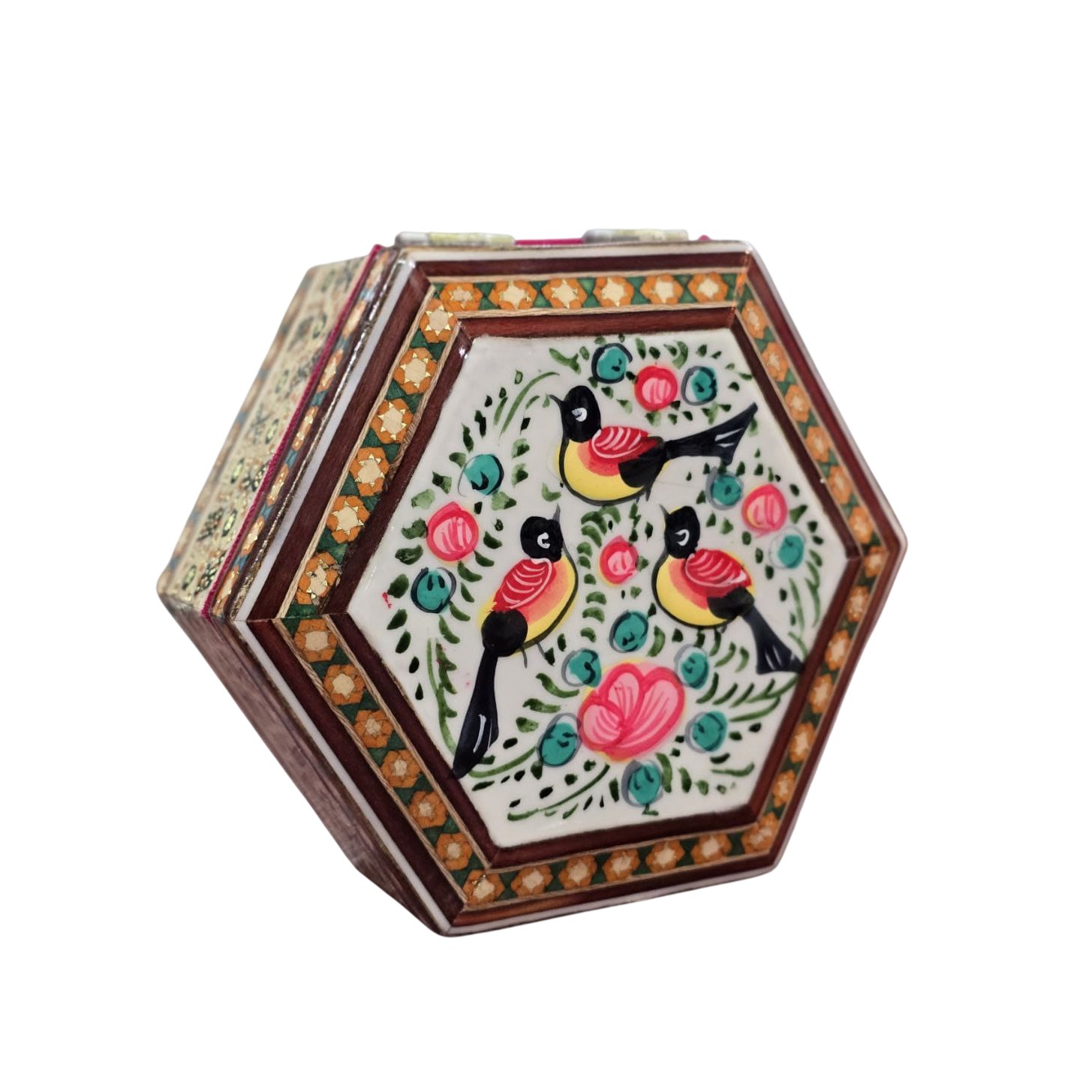 جعبه جواهرات خاتم کاری چوبی کد 01