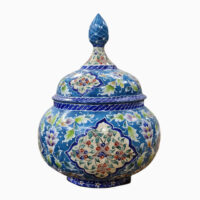 قندان میناکاری مسی میناسرای نیکنامی مدل ختایی فیروزه