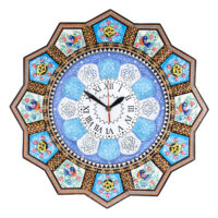 ساعت دیواری خاتم کاری طرح خورشیدی کد 43