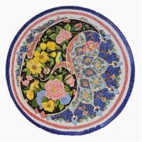 بشقاب میناکاری مسی میناسرای نیکنامی مدل بته جقه
