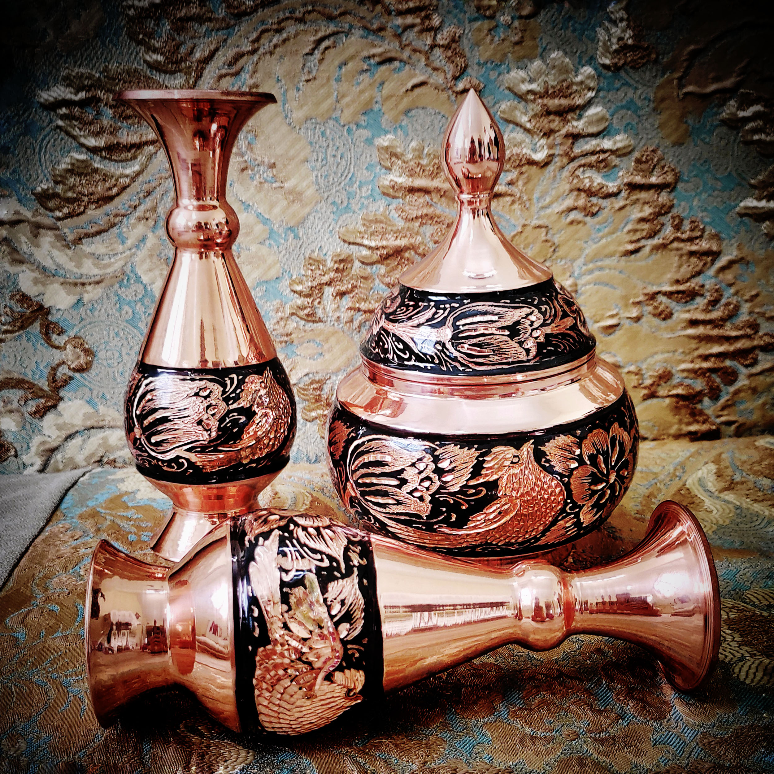گلدان مسی مدل الماس تراش کد 1601 - تصویر 3