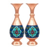 گلدان مسی طرح گل و بوته مدل نقاشی کد 25-4 بسته دو عددی