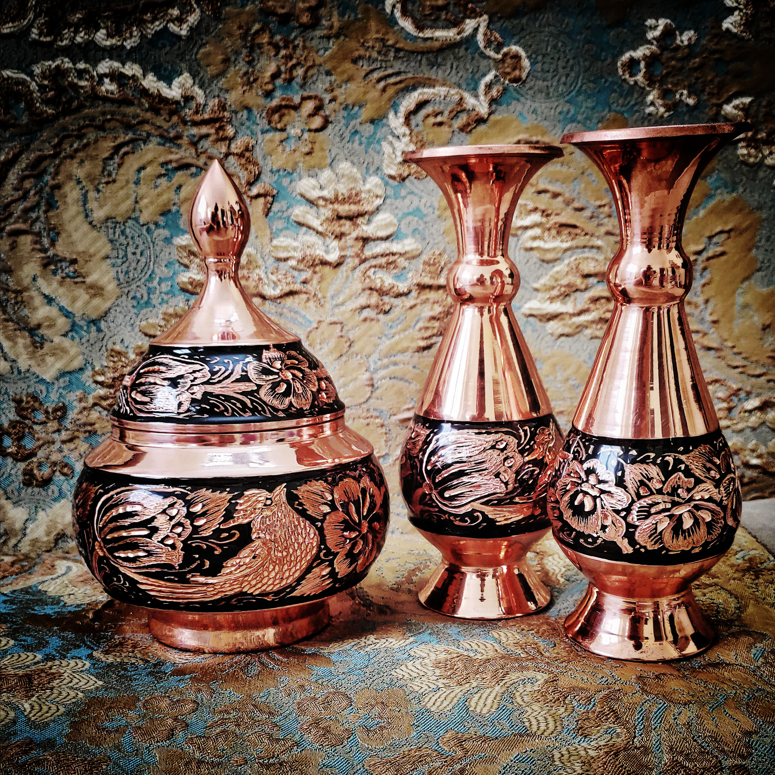 گلدان مسی مدل الماس تراش کد 1601 - تصویر 4