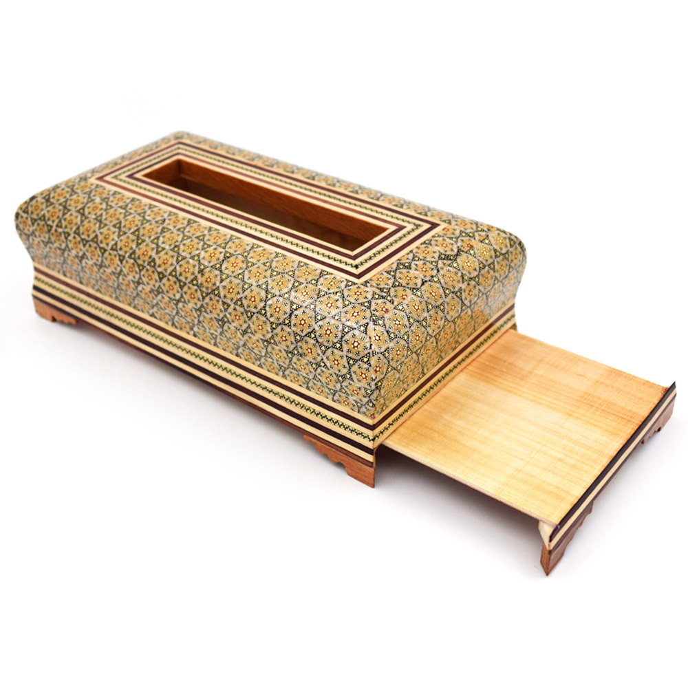 ست جعبه کارد و چنگال و جعبه دستمال کاغذی خاتم کاری کد 3 - تصویر 3