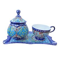 ست سه تکه چای خوری میناکاری مسی میناسرای نیکنامی کد 10003