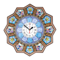 ساعت دیواری خاتم کاری چوبی مدل خورشیدی کد 36