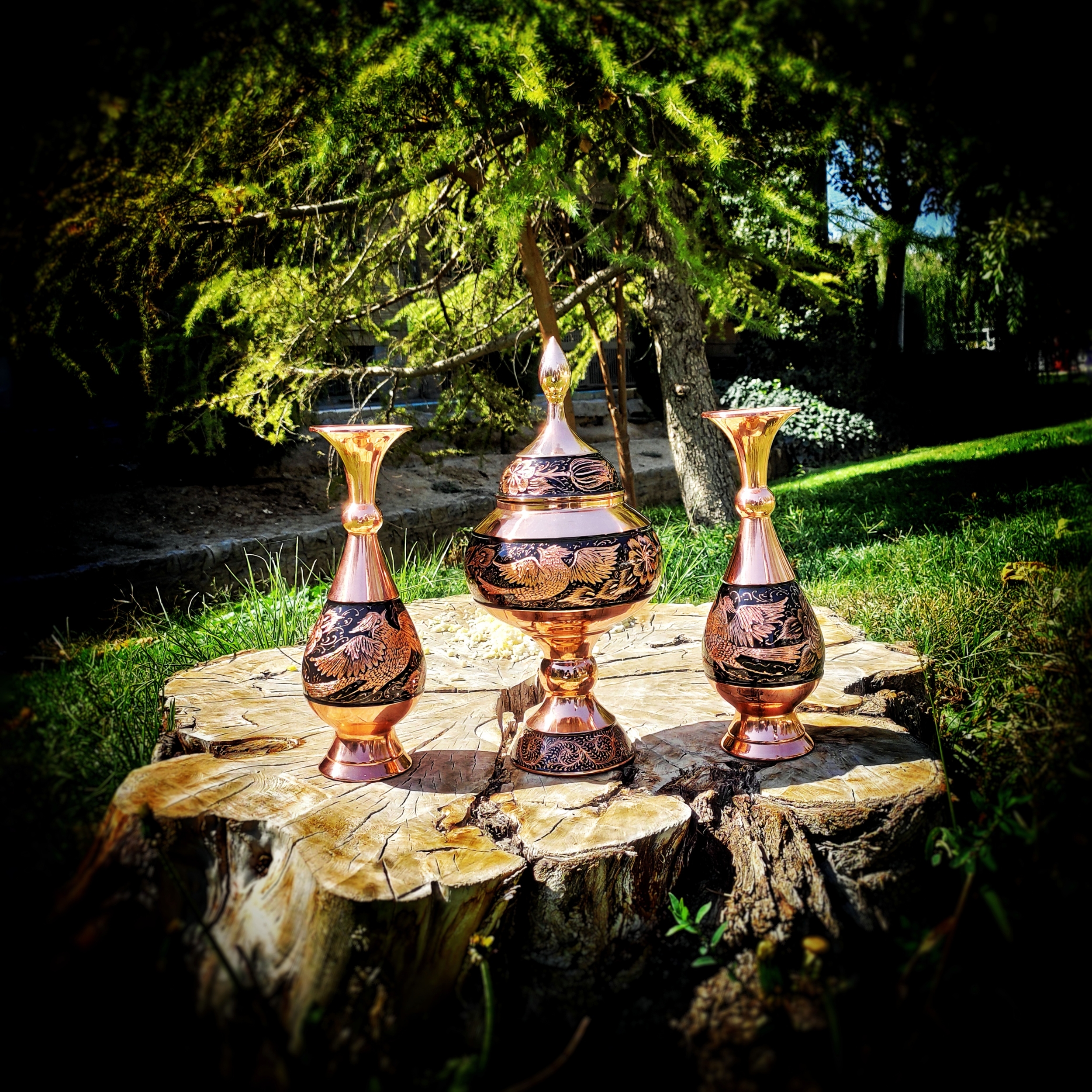 گلدان مسی مدل الماس تراش کد 25 - تصویر 2
