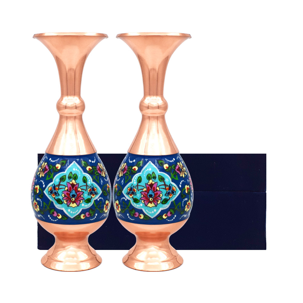 گلدان میناکاری مسی طرح نقاشی پرداز کد 20 بسته 2 عددی - تصویر 2