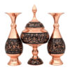 ست سه تکه گلدان و شکلات خوری مدل الماس تراش طرح گل و مرغ کد 25-3