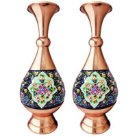 گلدان مسی نگارستان نيلی مدل پرداز کد JR-25 بسته 2 عددی