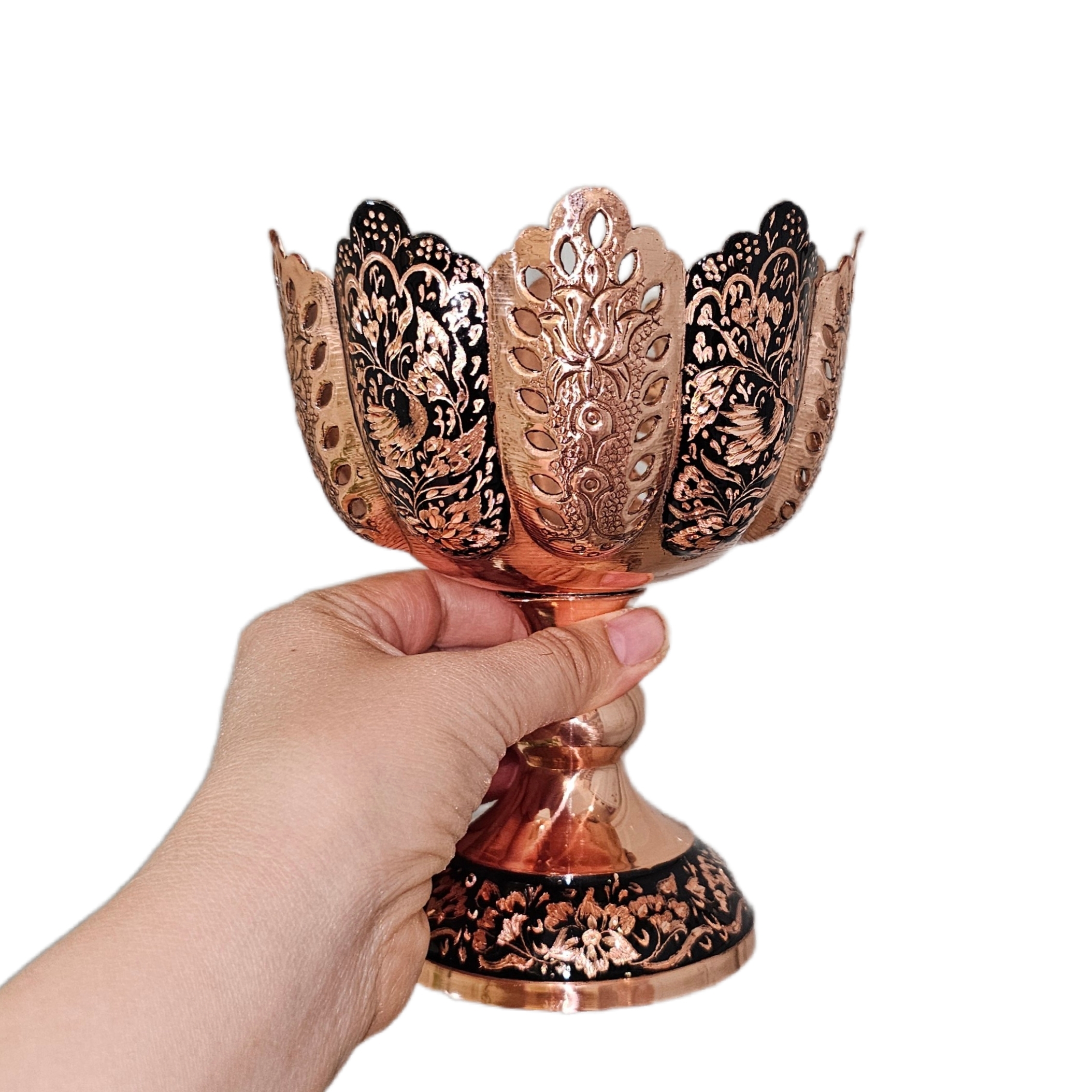 آجیل خوری مسی نگارستان نيلی مدل الماس تراش کد JR-1 - تصویر 5