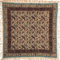 رومیزی قلمکار ممتاز اصفهان اثر عطريان طرح بته جقه مدل G113سایز 80*80 سانتی متر