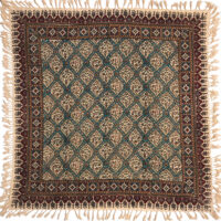 رومیزی قلمکار ممتاز اصفهان اثر عطريان طرح حصیری مدل G114 سایز ۸۰*۸۰ سانتی متر