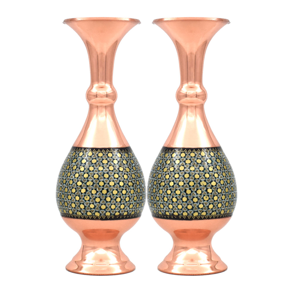 گلدان خاتم کاری مسی کد 20 مجموعه دو عددی