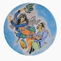 بشقاب میناکاری مسی میناسرای نیکنامی طرح لیلی و مجنون