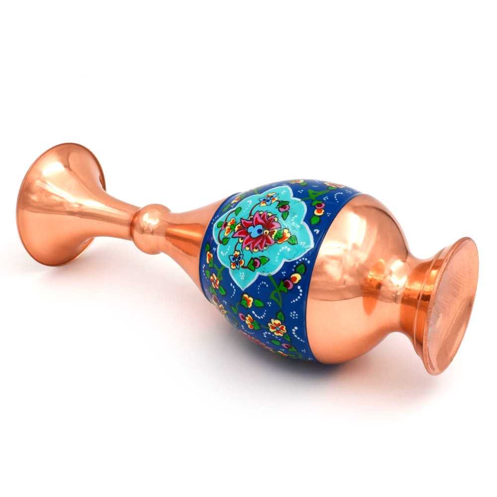 ست 3 تکه شکلات خوری و گلدان میناکاری مسی طرح پرداز کد 20 - تصویر 4