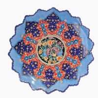 بشقاب میناکاری مسی میناسرای نیکنامی مدل گل و بوته تذهیب کد 40