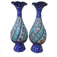 گلدان میناکاری مسی میناسرای نیکنامی کد 2001 بسته 2 عددی