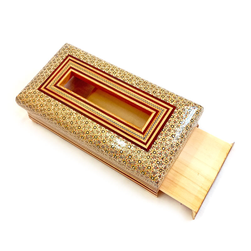 جعبه دستمال کاغذی خاتم کاری کد 9 - تصویر 4