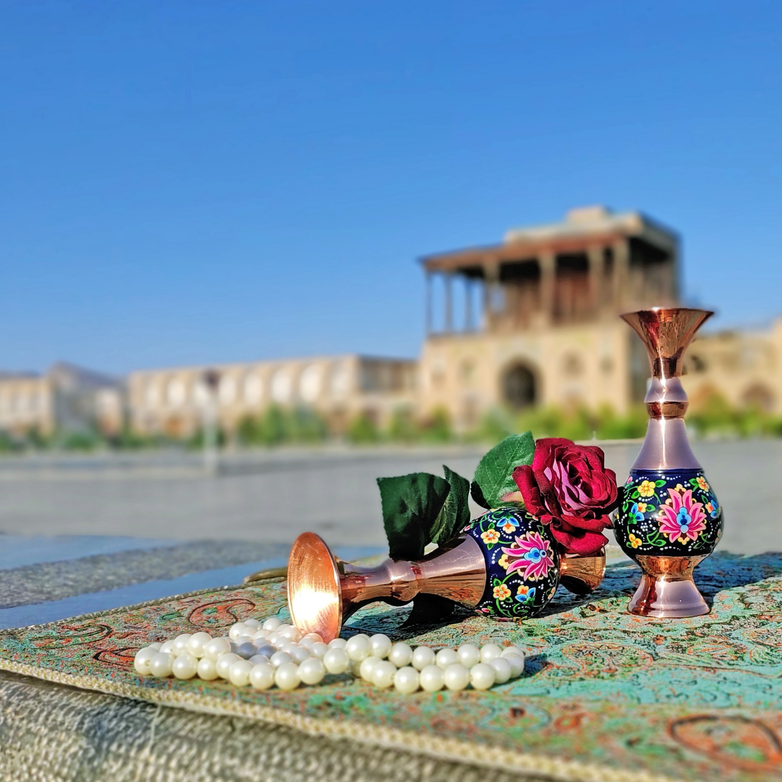 ست 3 تکه گلدان و شکلات خوری مسی مدل پرداز کد so24 - تصویر 2