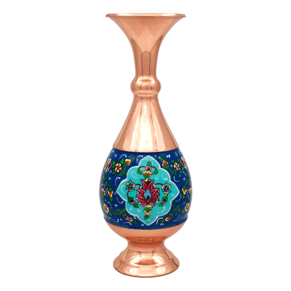 گلدان مسی طرح گل و بوته مدل نقاشی کد 25-4 بسته دو عددی - تصویر 6