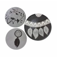 بشقاب دیوارکوب سفالی طرح دیم کچر کد 545 مجموعه 3 عددی