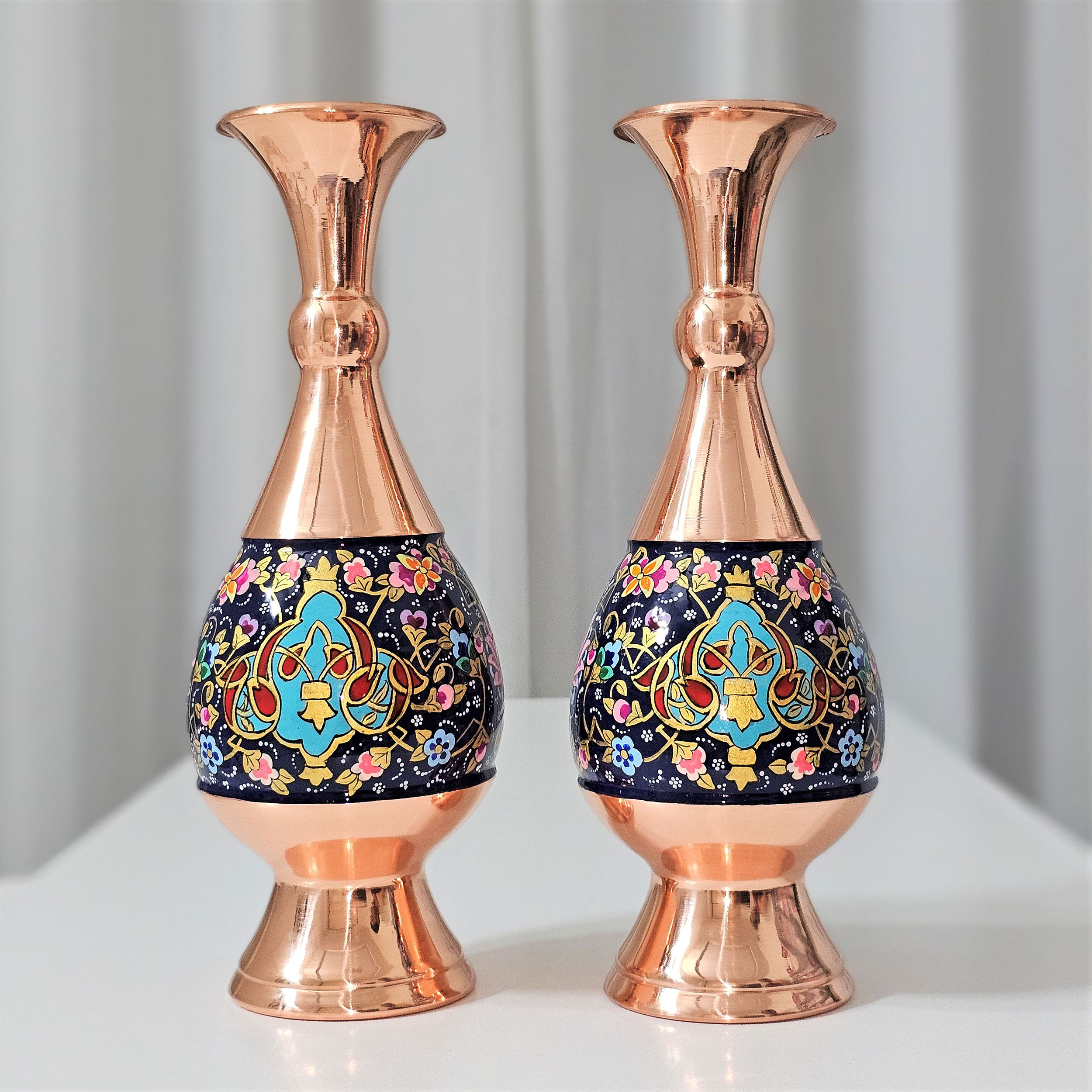 گلدان مسی نگارستان نيلی مدل پرداز کد JR-gold25 بسته 2 عددی - تصویر 6