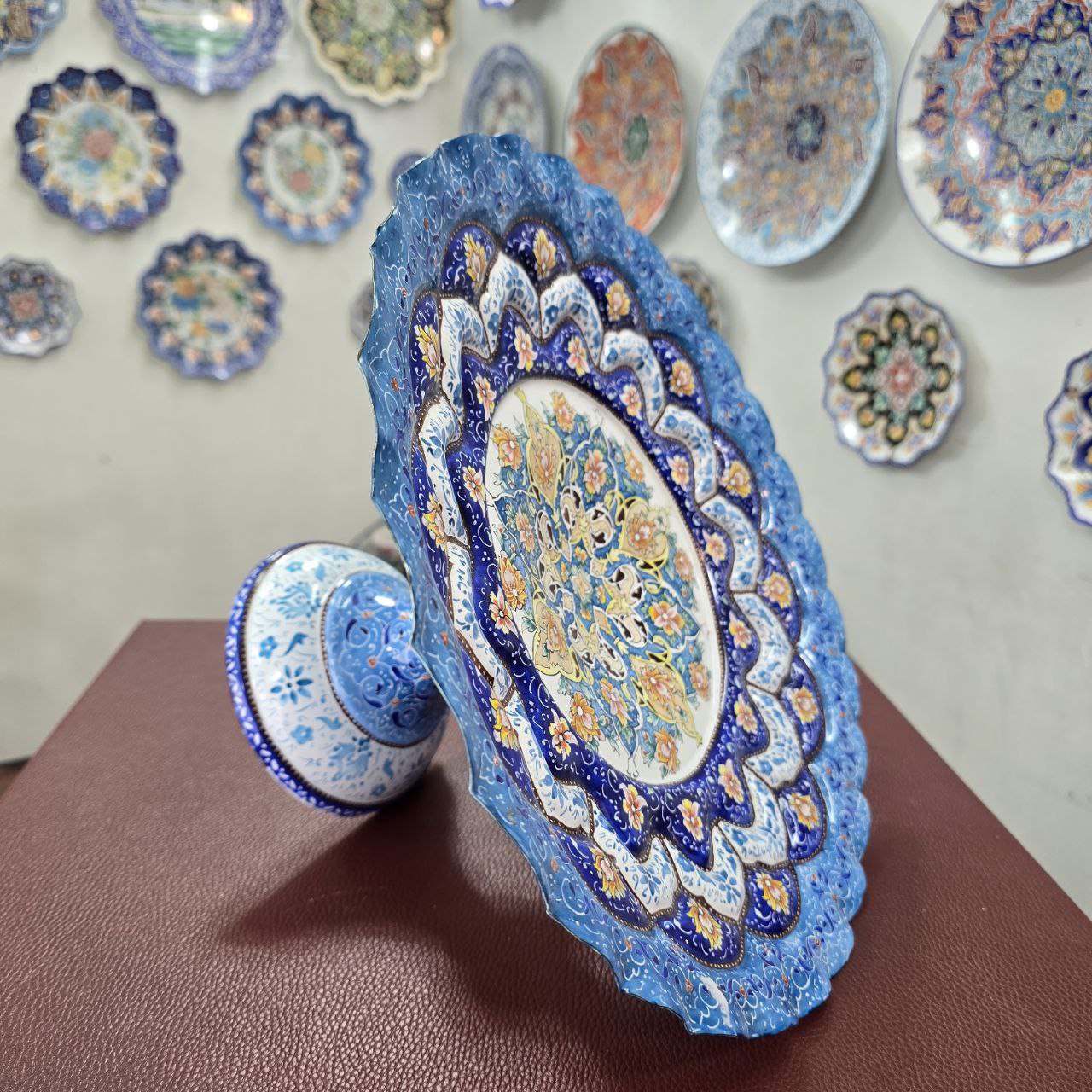 شیرینی خوری میناکاری مسی میناسرای نیکنامی کد 35 - تصویر 2