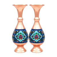 گلدان میناکاری مسی طرح نقاشی پرداز کد 20 بسته 2 عددی