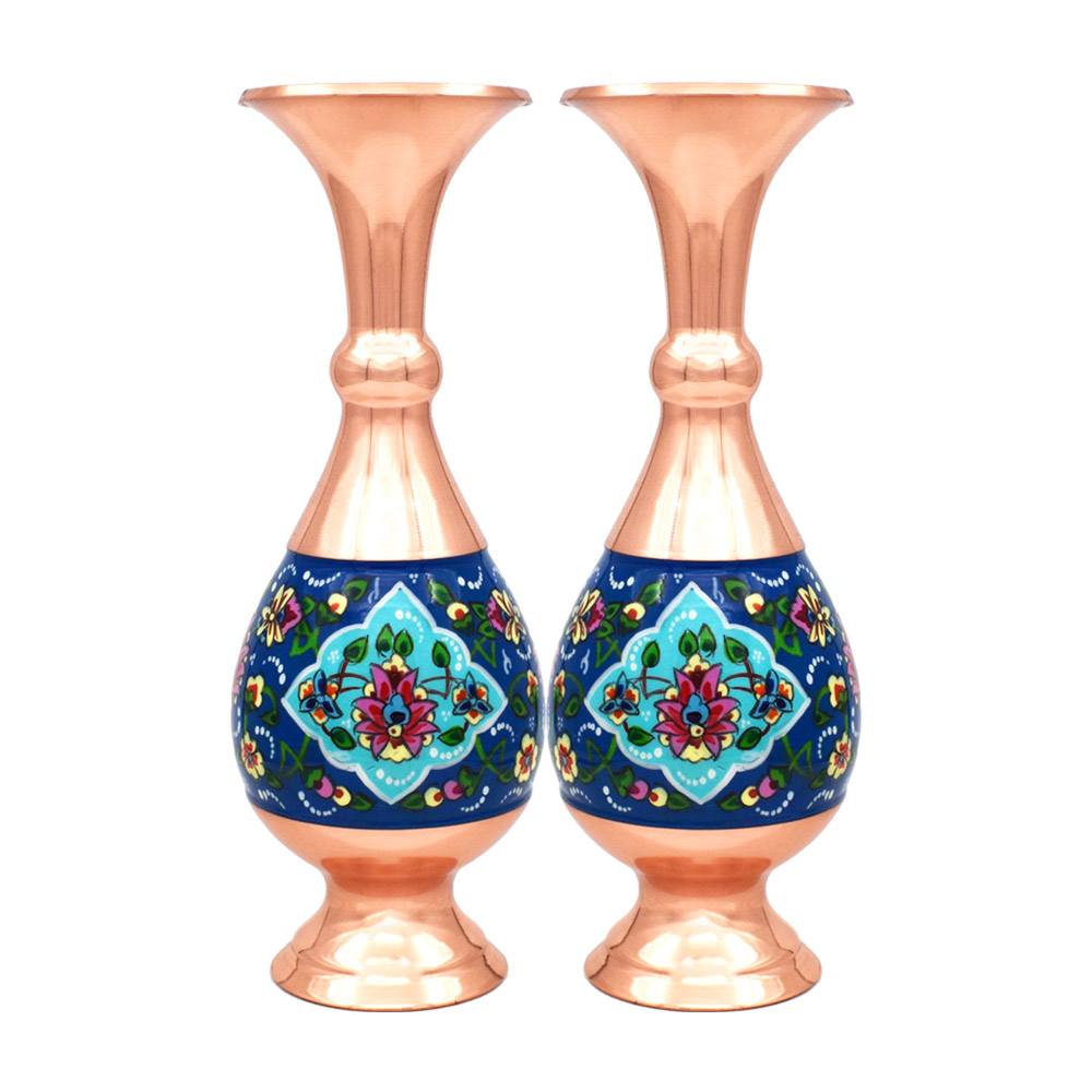گلدان میناکاری مسی طرح نقاشی پرداز کد 20 بسته 2 عددی