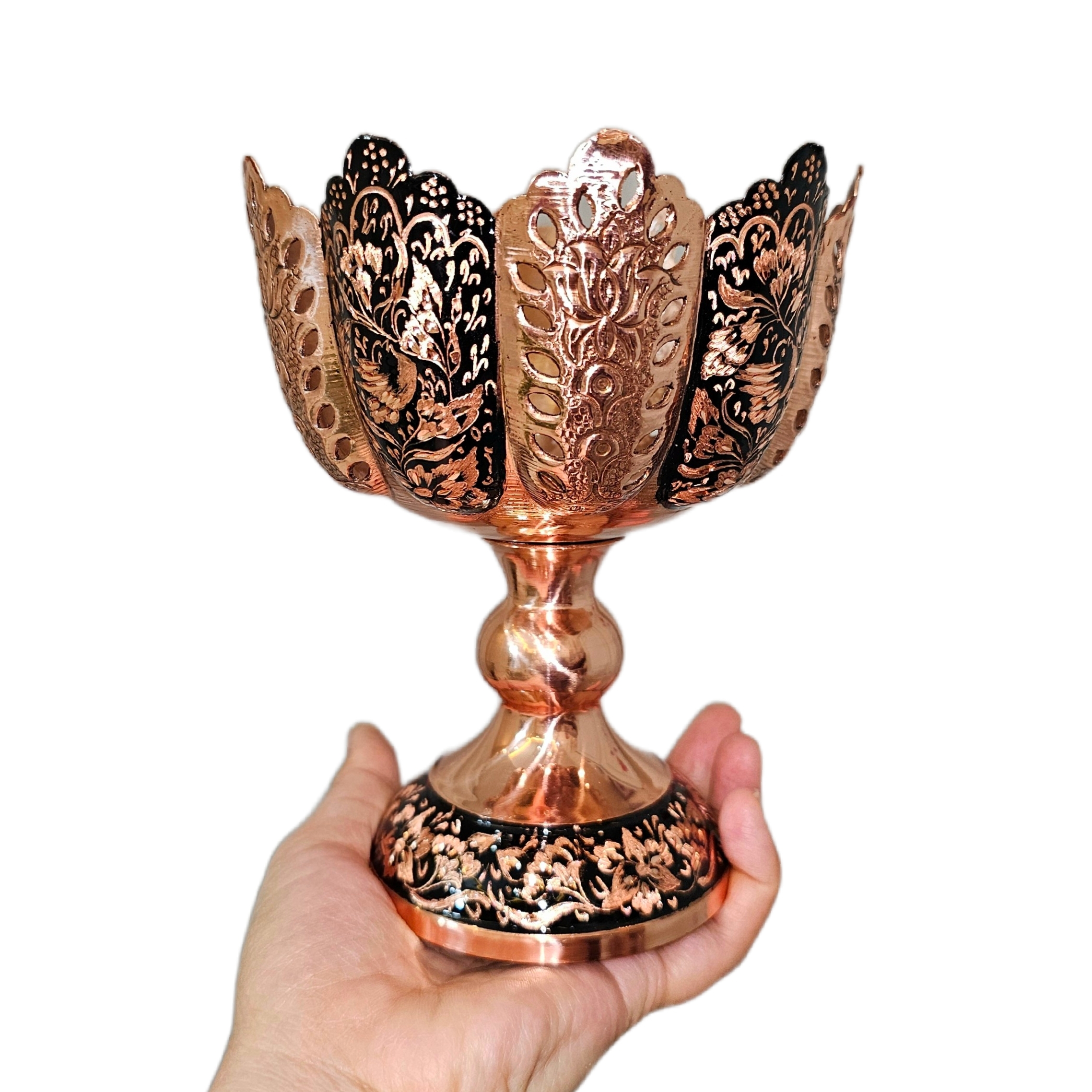 آجیل خوری مسی نگارستان نيلی مدل الماس تراش کد JR-1 - تصویر 6
