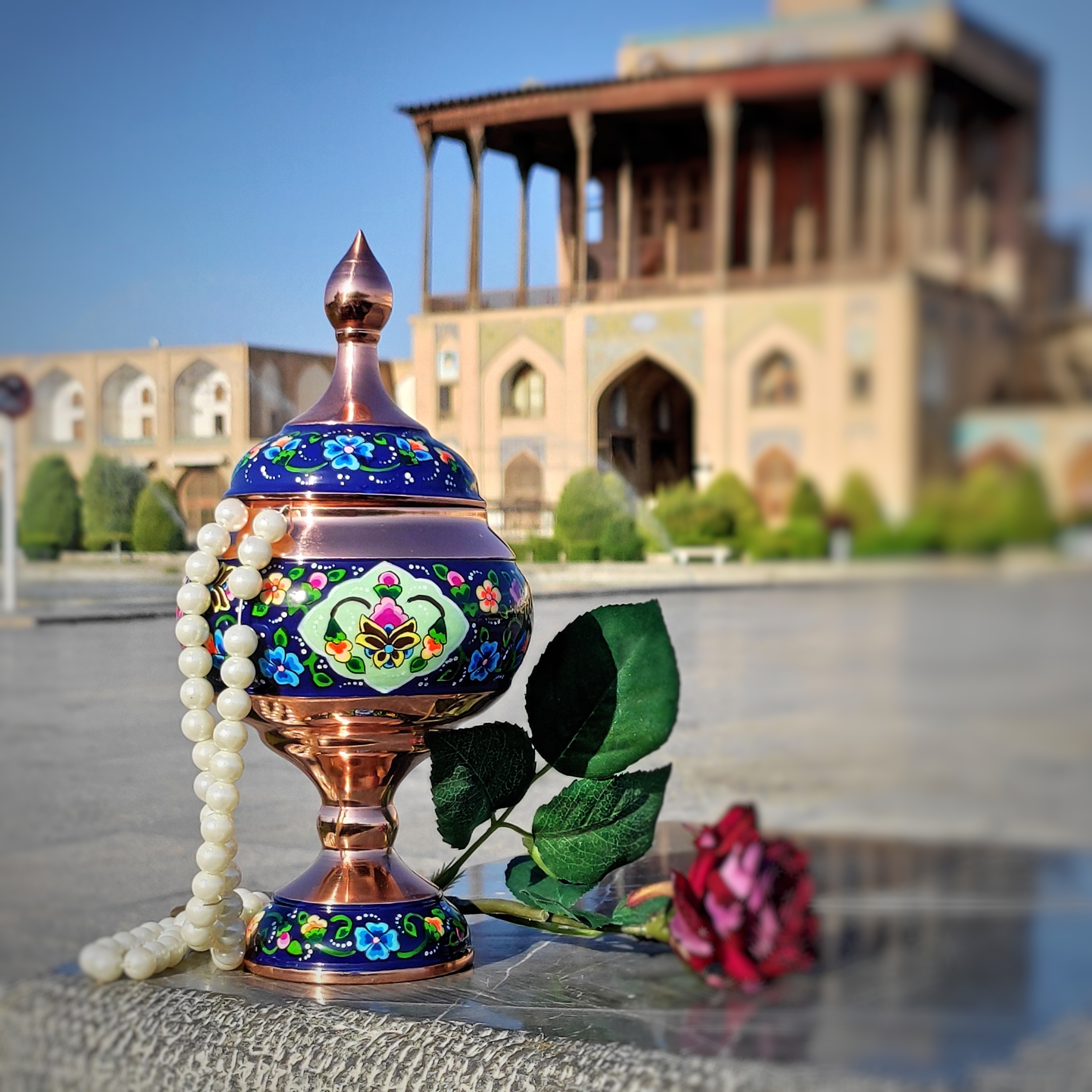ست 3 تکه گلدان و شکلات خوری مسی مدل پرداز کد so24 - تصویر 6