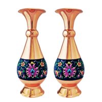 گلدان مسی نگارستان نیلی مدل پرداز کد JR 16 بسته 2 عددی
