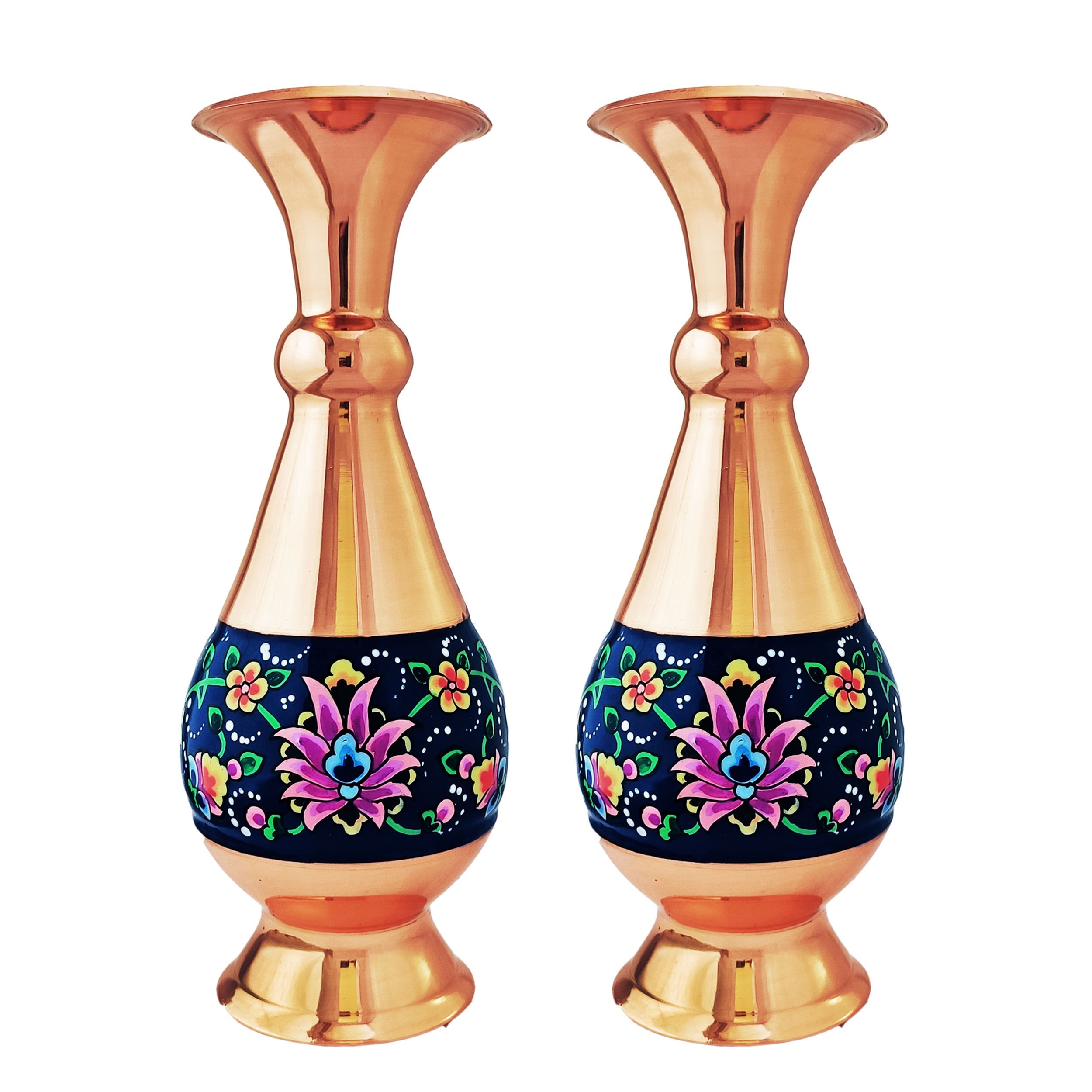 گلدان مسی نگارستان نیلی مدل پرداز کد JR 16 بسته 2 عددی