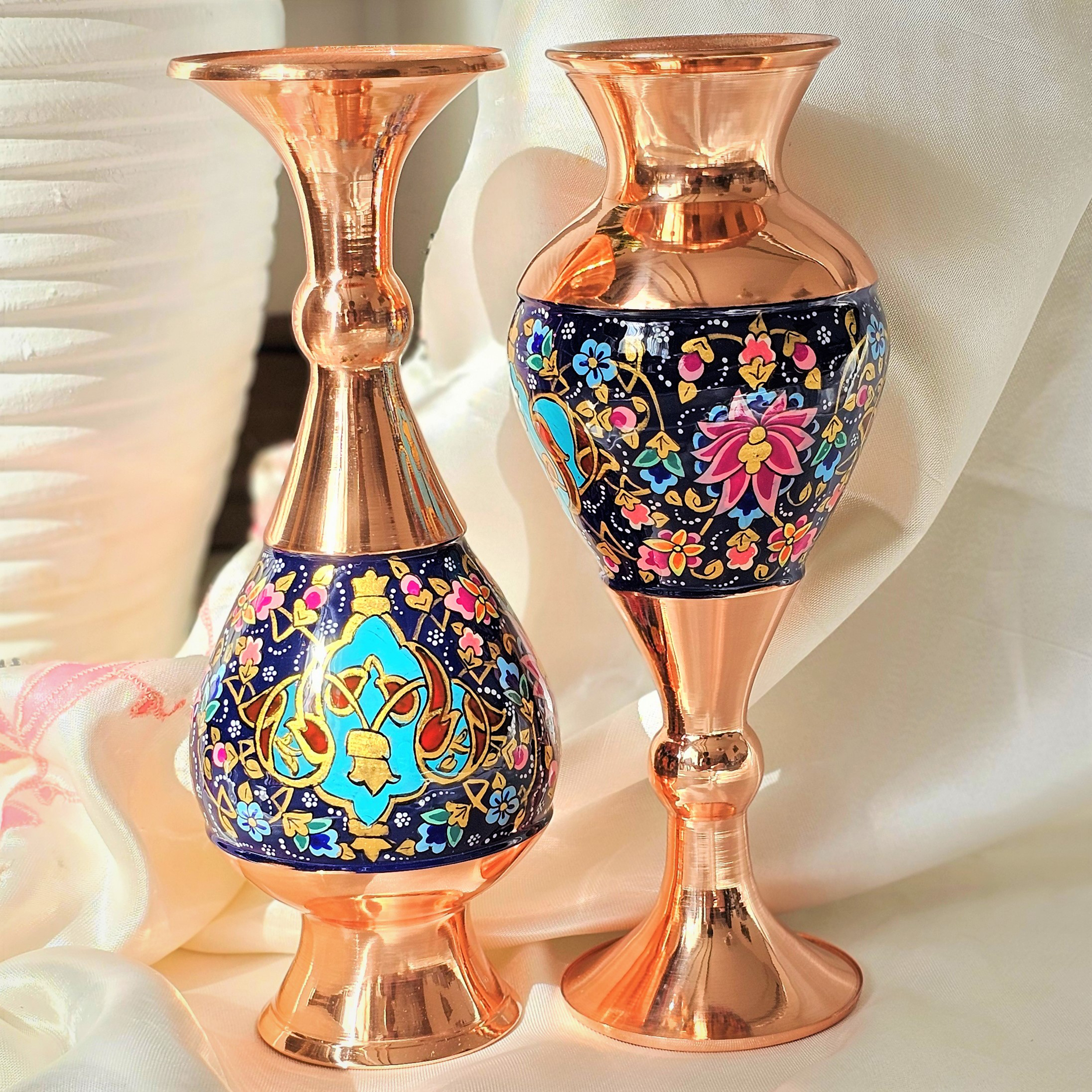 گلدان مسی نگارستان نيلی مدل پرداز کد JR-gld20 بسته 2 عددی - تصویر 6