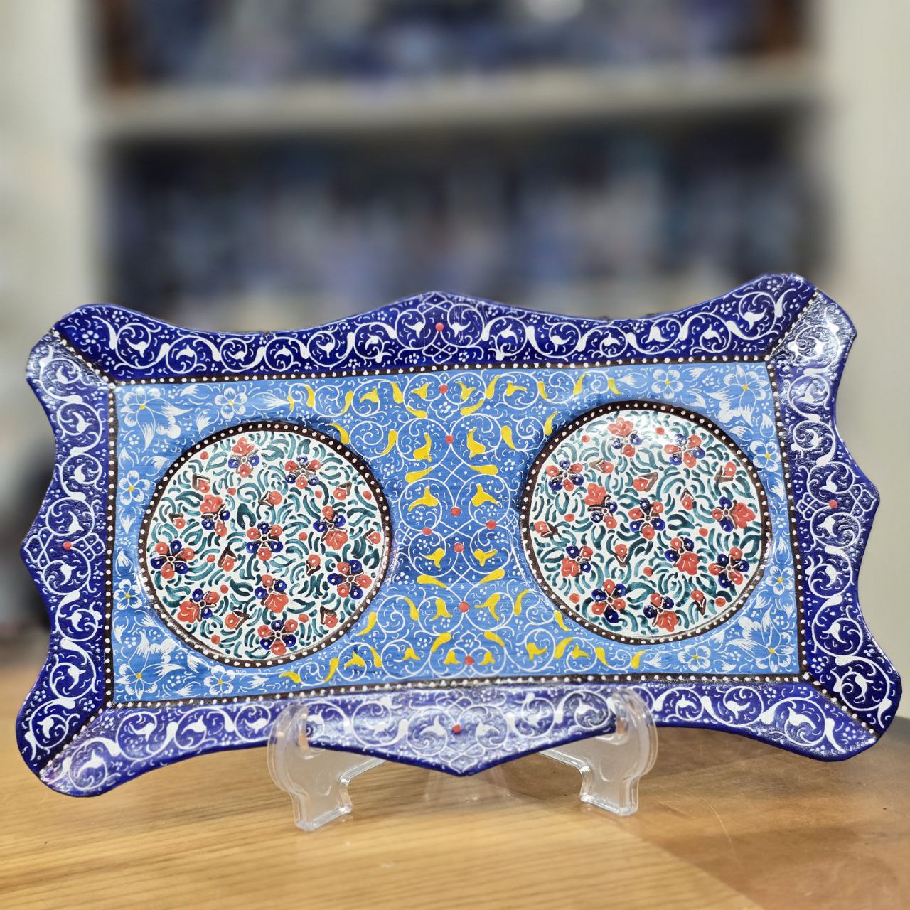 سینی میناکاری مسی میناسرای نیکنامی مدل اسلیمی - تصویر 2