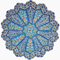 بشقاب میناکاری مسی میناسرای نیکنامی مدل فیروزه